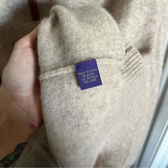 Alan Flusser 2-ply Cashmere Sweater Half Zip Tan - Picture 6 of 7